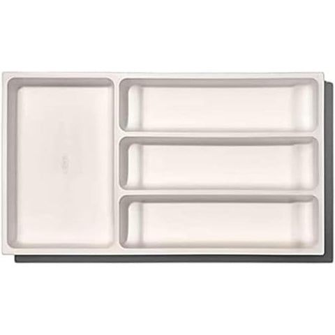 OXO Good Grips expandable kitchen drawer organizer in white keeps utensils neatly aligned for quick prep.