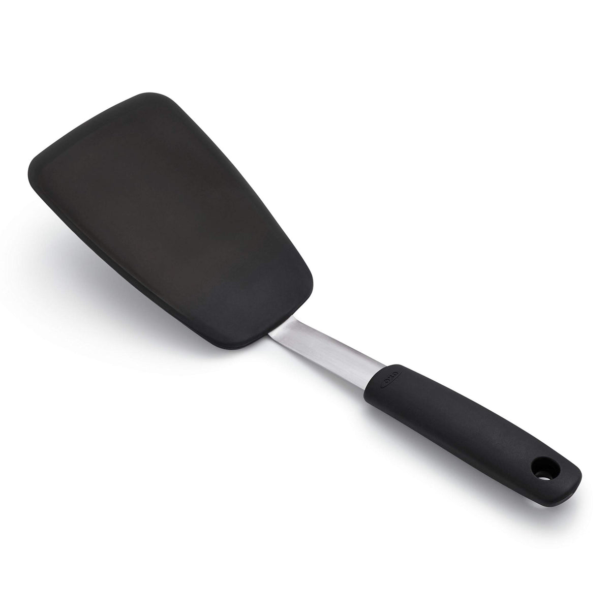OXO Good Grips large silicone flexible turner slides beneath delicate foods with ease.