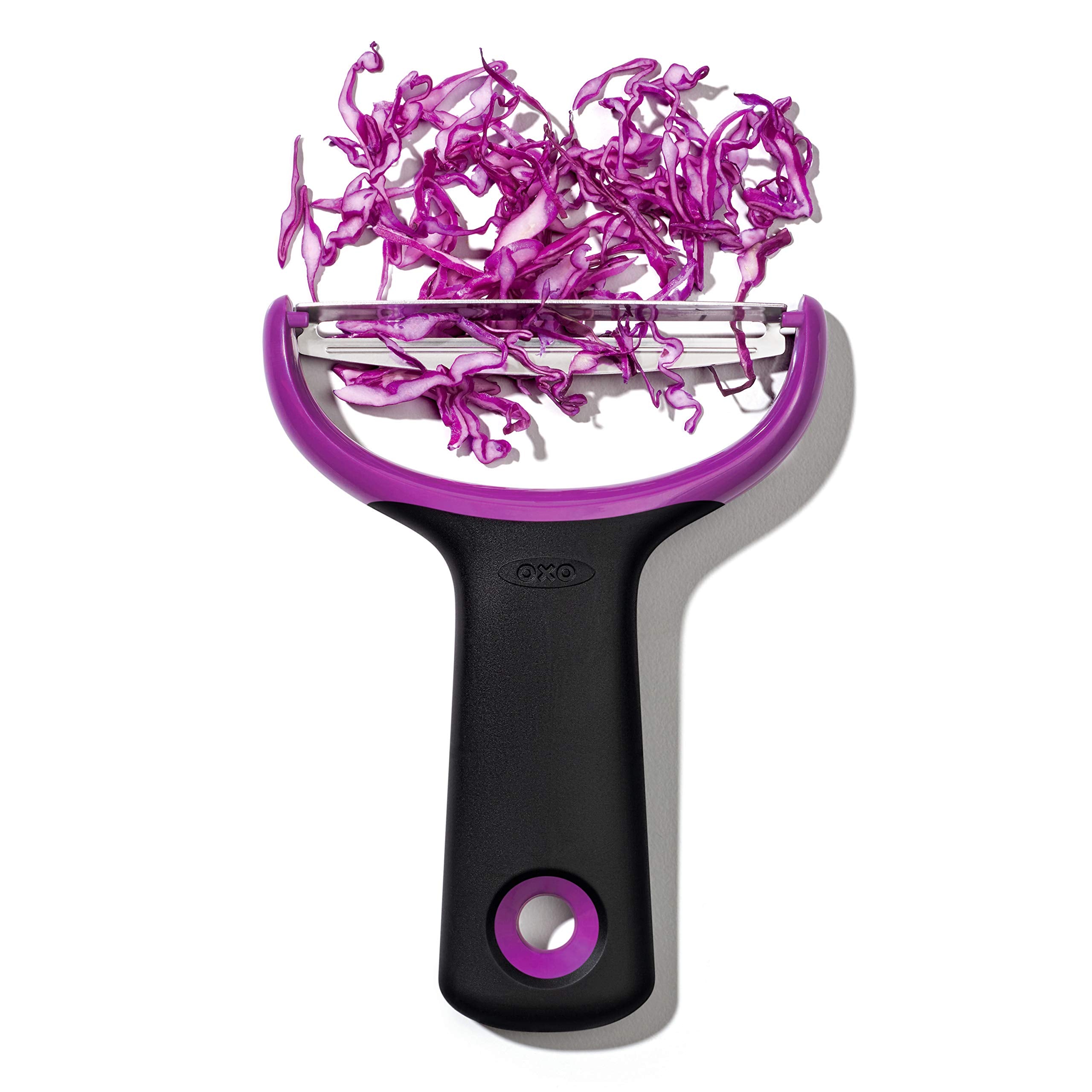 OXO Y-Prep Peeler used on eggplant for smooth, thin-skin removal.