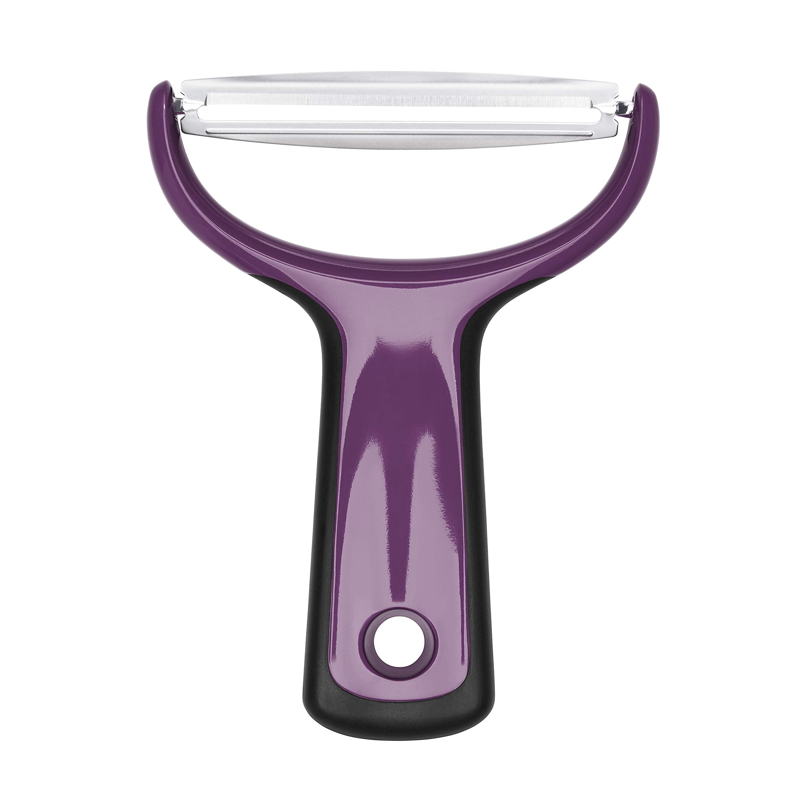 OXO Good Grips peeler on a busy kitchen counter highlighting robust handle.