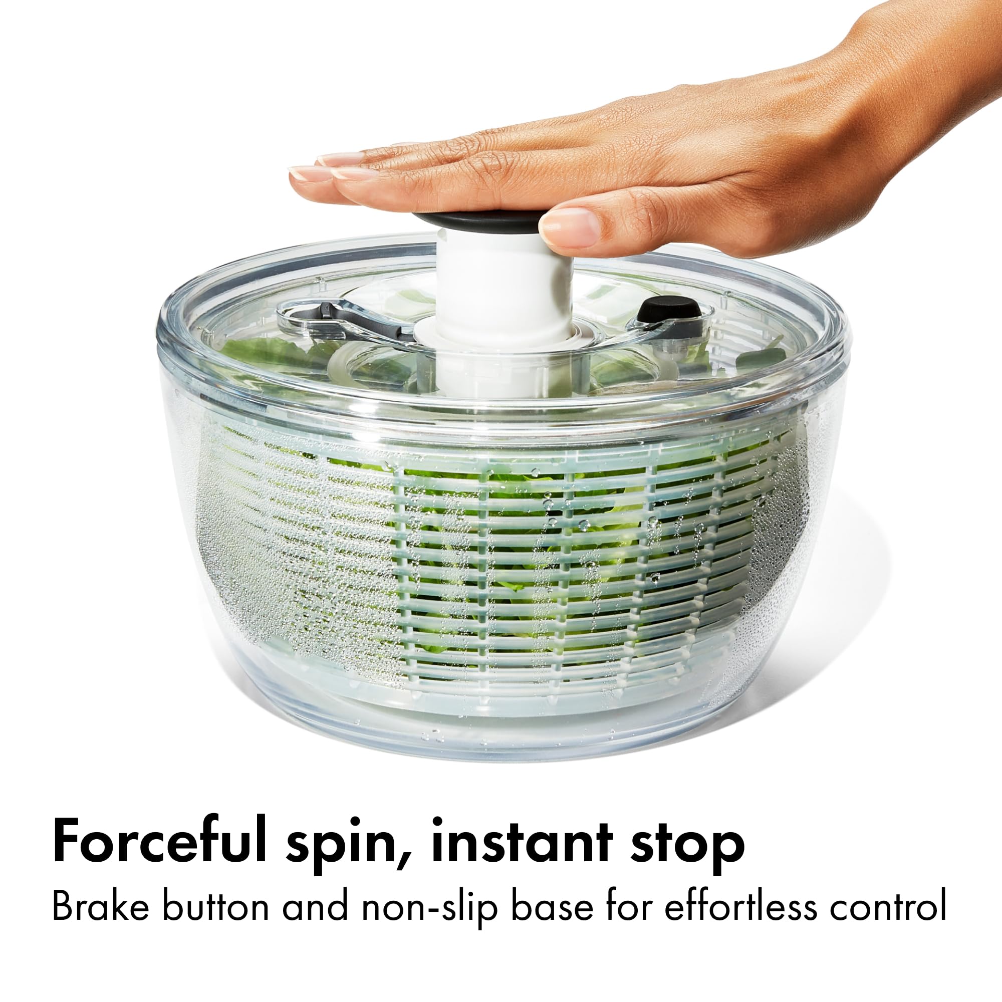 OXO Good Grips Little Salad Spinner removable basket doubles as a colander.