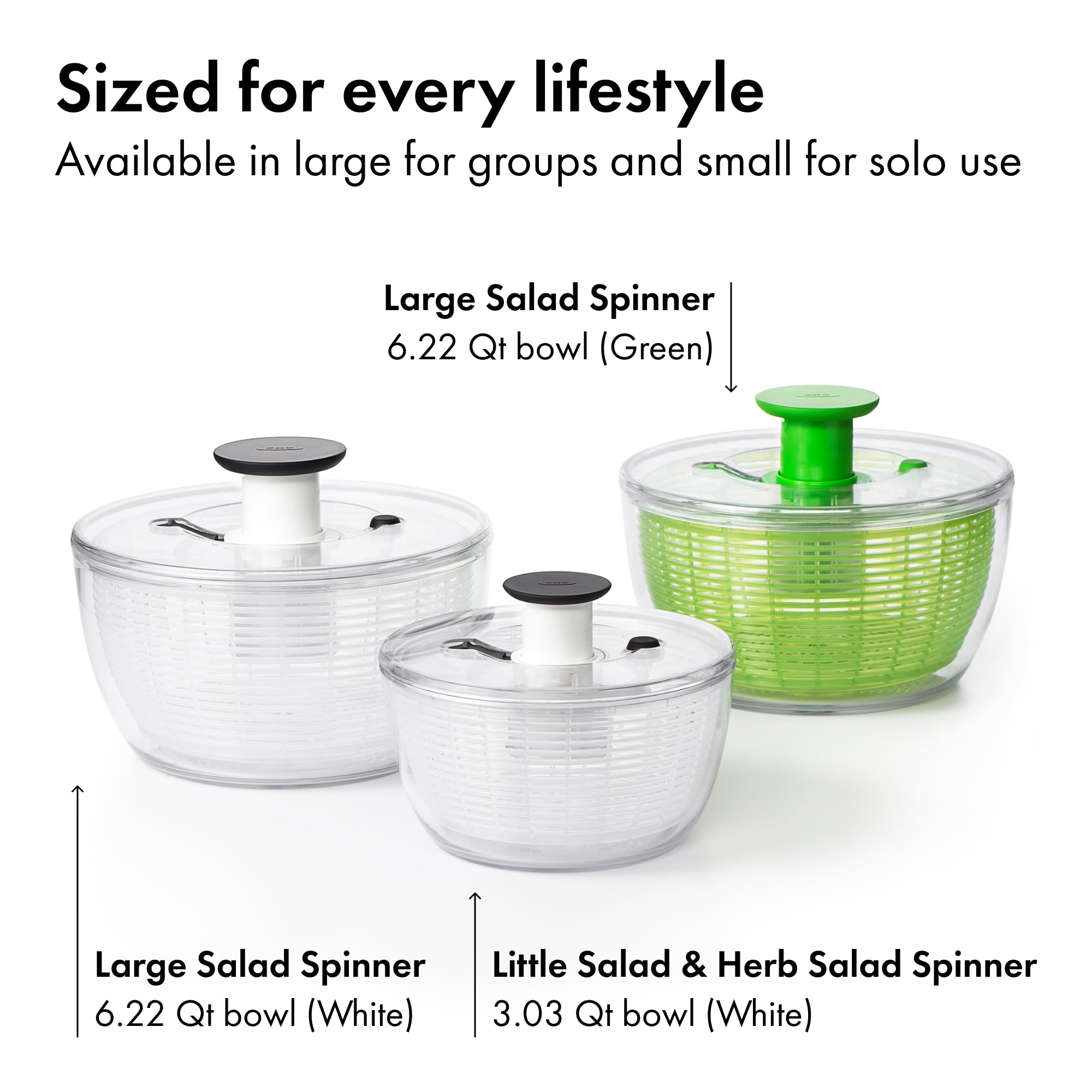 OXO Good Grips Little Salad Spinner storage lock keeps the pump flush.