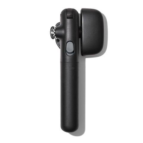 OXO Good Grips Lock & Go can opener with locked arms for steady opening.