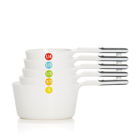 OXO Good Grips measuring cups set with snap-together design for easy, organized storage.