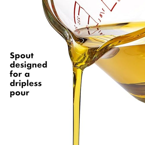OXO Good Grips measuring cup with non-slip handle held in wet hand