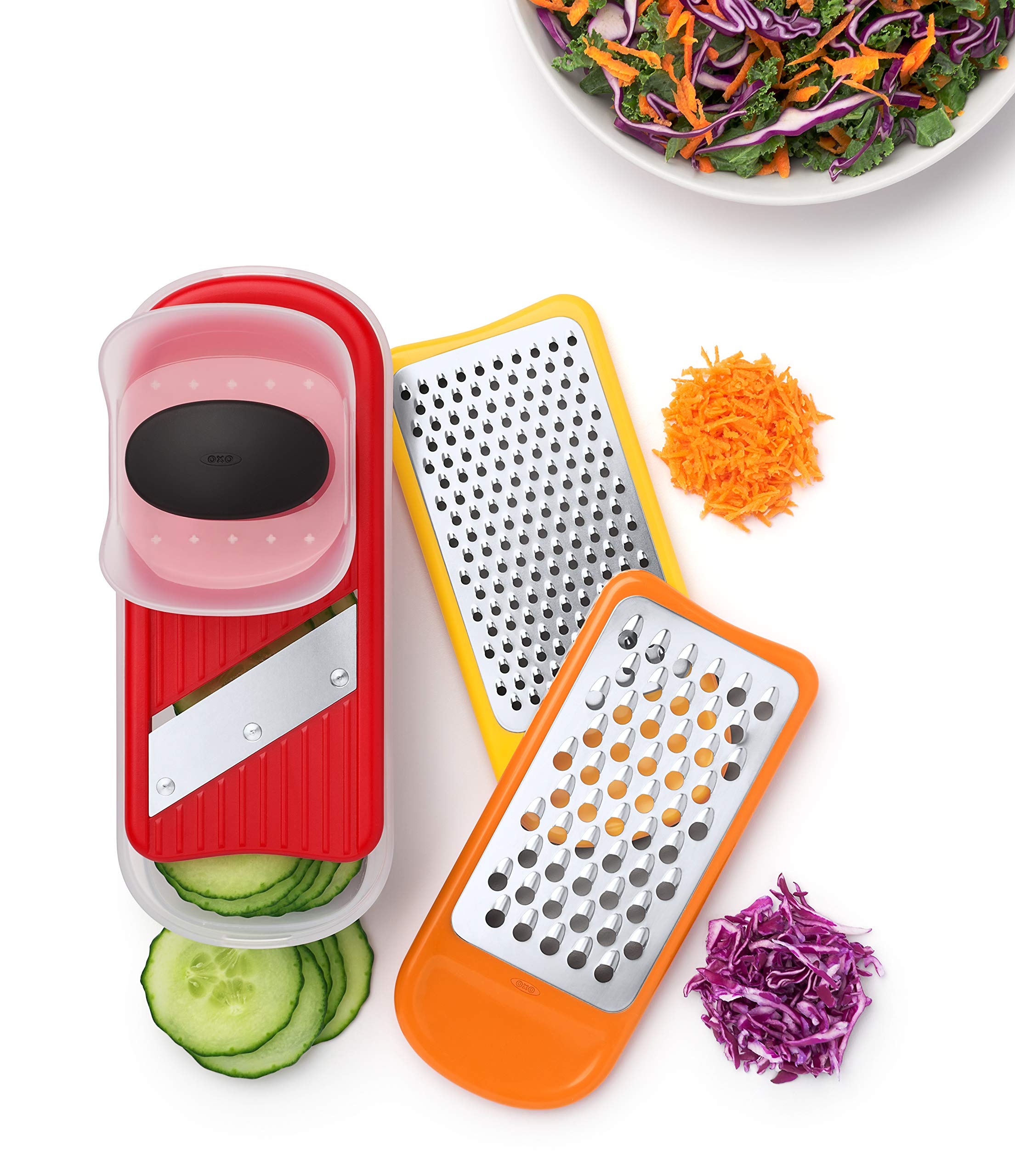 OXO Good Grips mini grate and slice set container lid for neat storage after prep
