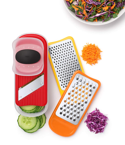 OXO Good Grips mini grate and slice set container lid for neat storage after prep