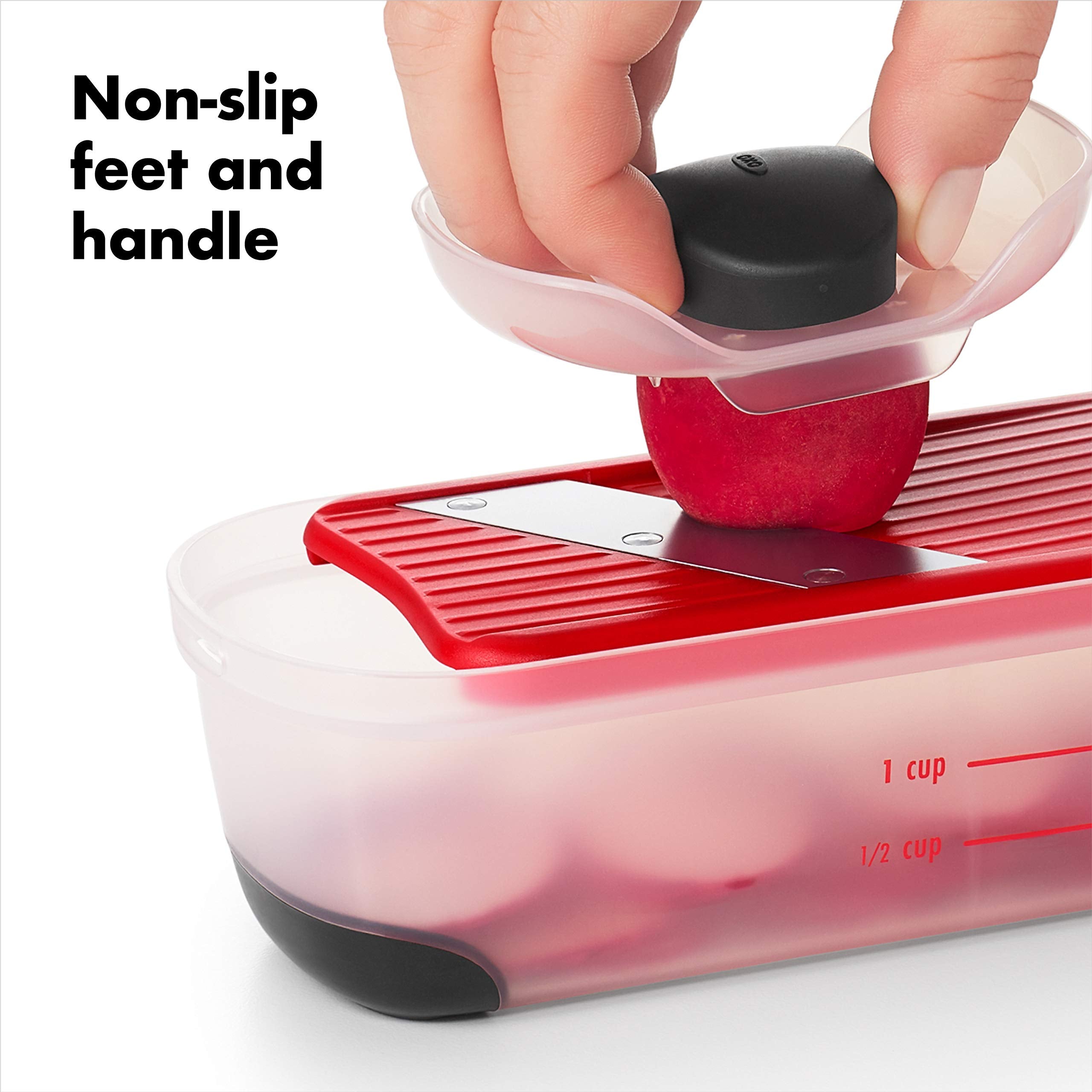 OXO Good Grips mini grate and slice set measuring container doubles as lid for storage