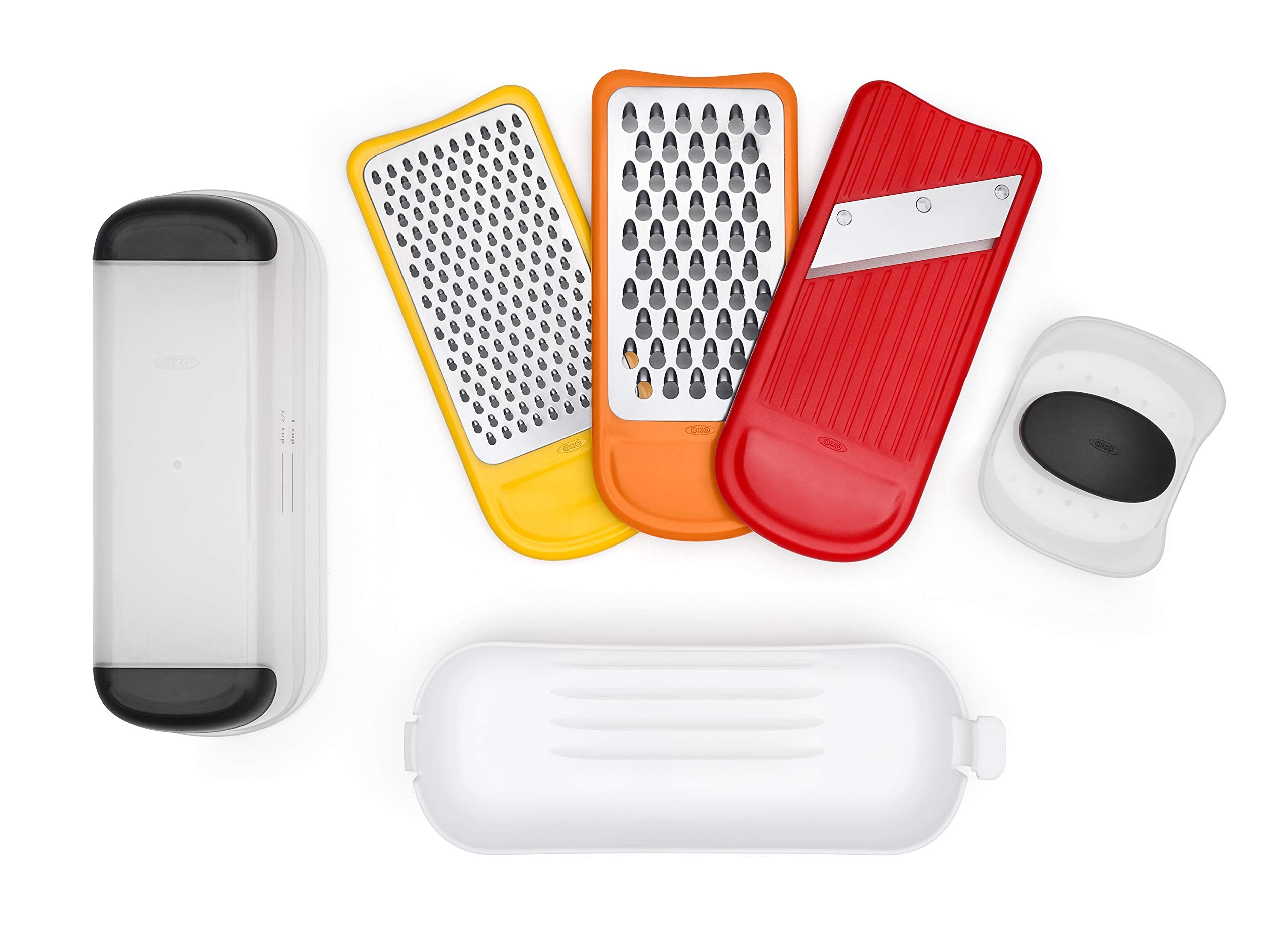 OXO Good Grips mini grate and slice set non slip feet stabilize on work surfaces