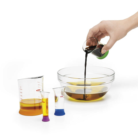 OXO Good Grips nesting beaker set stored neatly to save space.