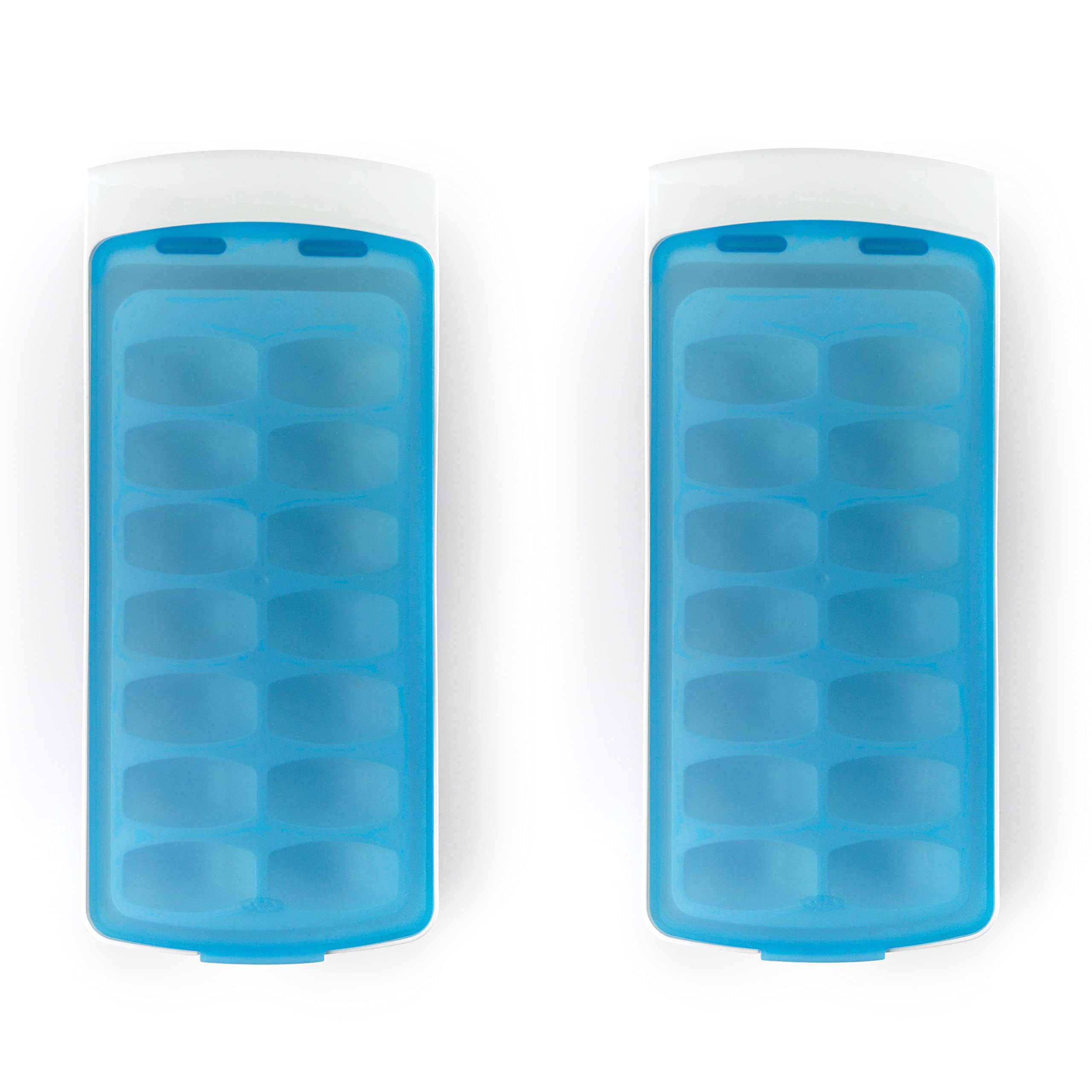OXO Good Grips ice cube tray with lid on for spill-proof filling.