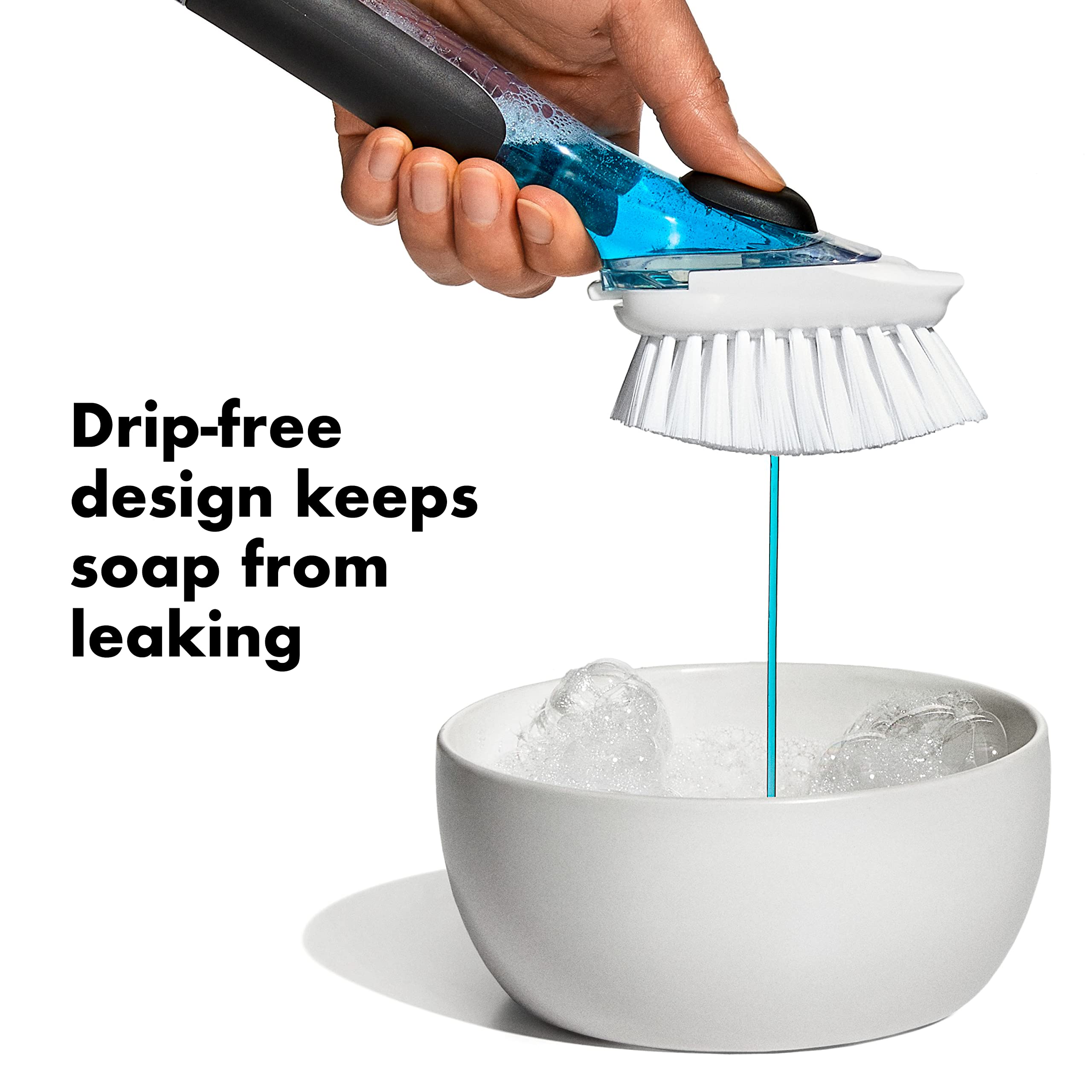 OXO Good Grips nylon-bristles scrub non-stick cookware safely