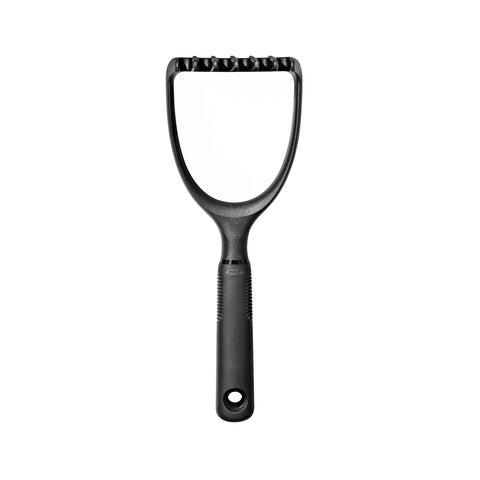 OXO Good Grips nylon potato masher safely mashes for non-stick cookware and easy cleaning.
