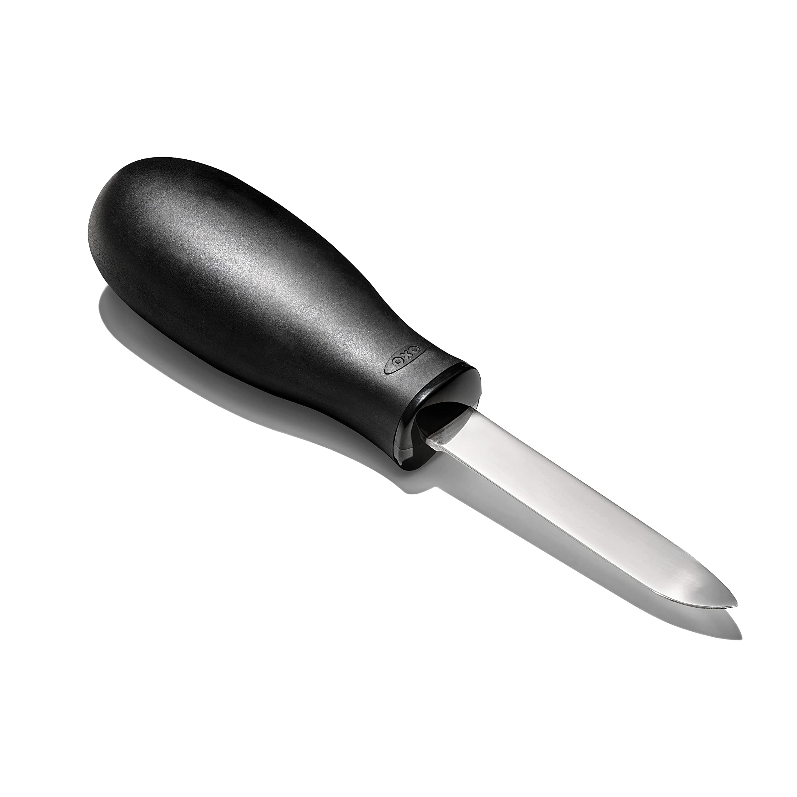 OXO Good Grips Oyster Knife bent-tip blade allows easy shell entry.