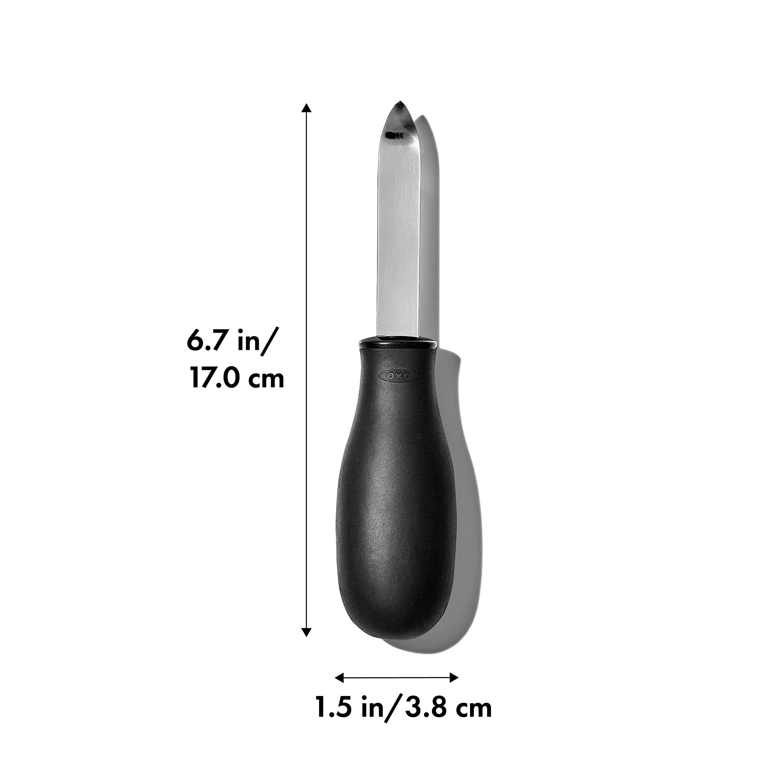 OXO Good Grips Oyster Knife stainless steel blade for durable shell entry.