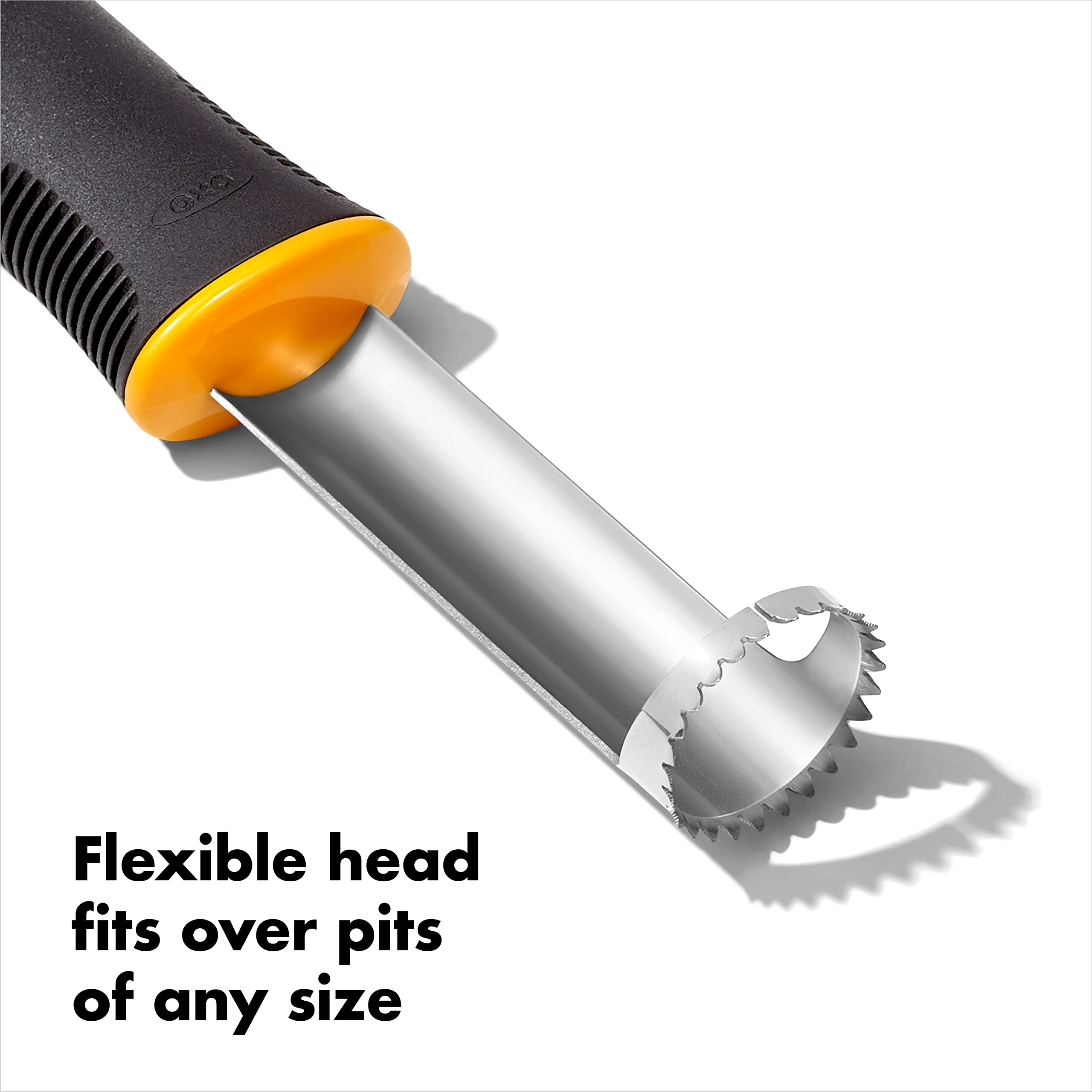 OXO Good Grips Peach Pitter removes pits from multiple fruits while preserving flesh.