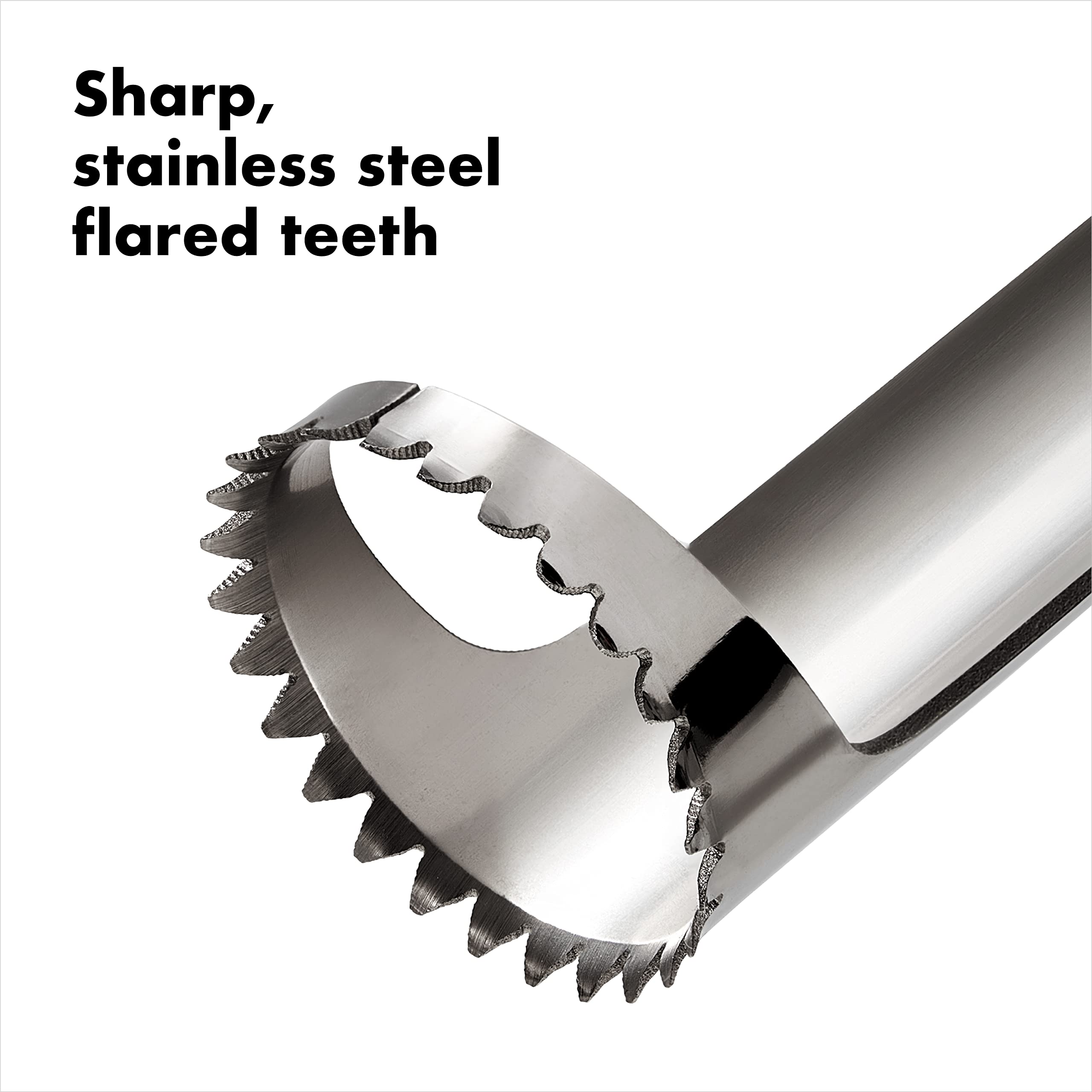 OXO Good Grips Peach Pitter non-slip soft handle reduces fatigue during pitting.