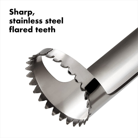 OXO Good Grips Peach Pitter non-slip soft handle reduces fatigue during pitting.