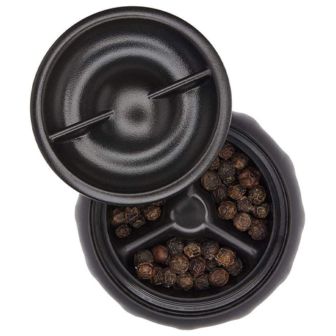 OXO Good Grips pepper grinder top view with adjustable grind settings.