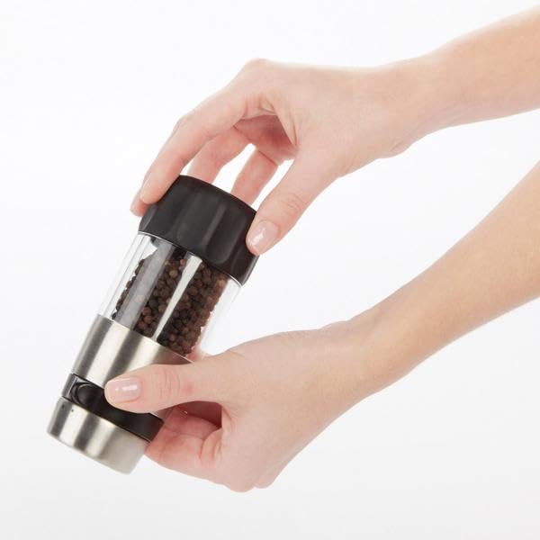 OXO Good Grips Pepper Grinder rests upside down for easy refilling.