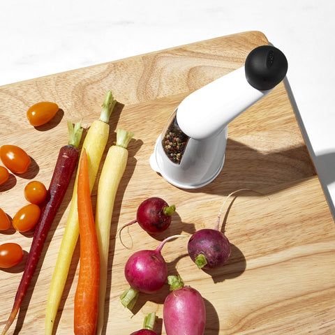 OXO Good Grips pepper mill featuring a non-slip arm for comfortable grinding