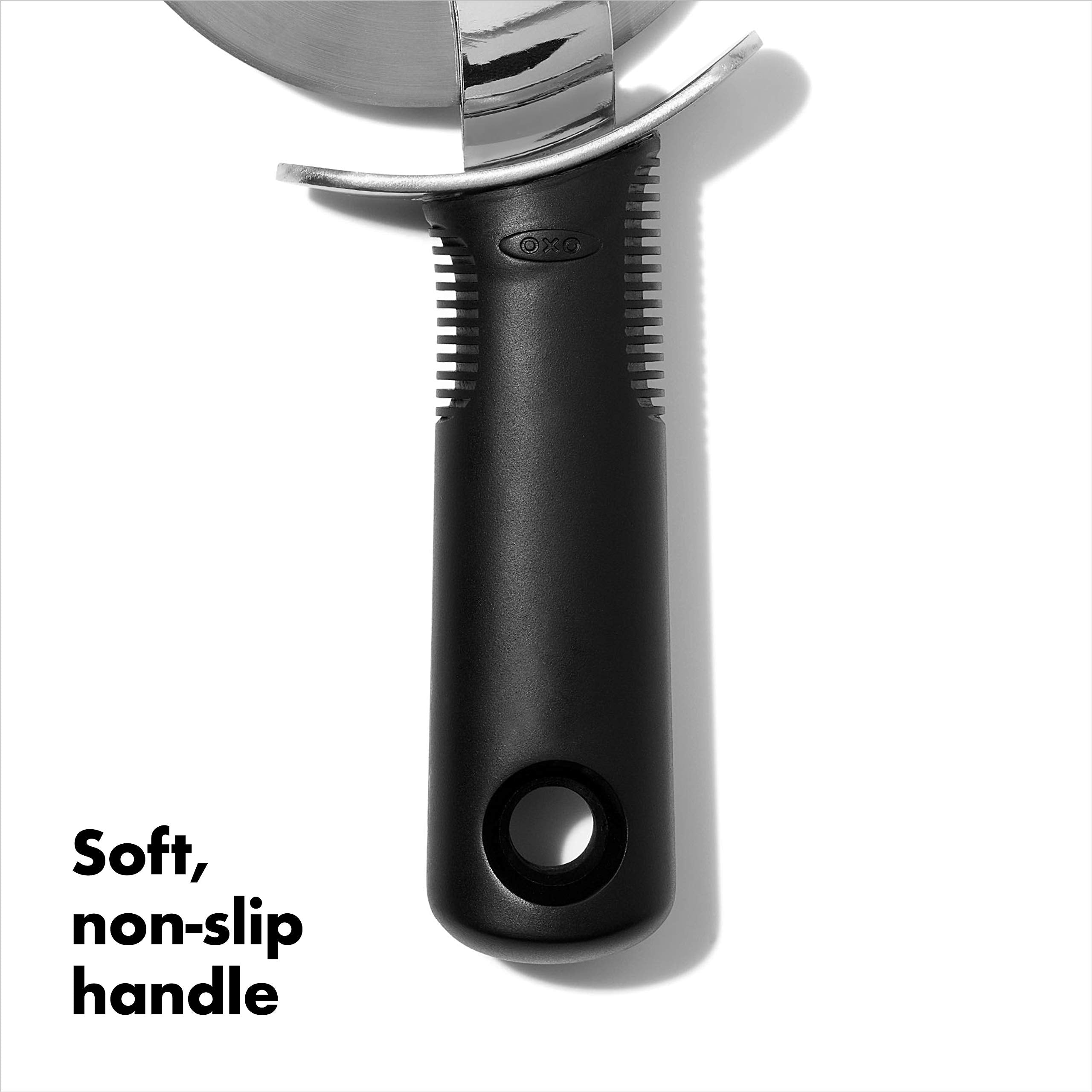 OXO Good Grips pizza wheel BPA-free design for safe kitchen use.