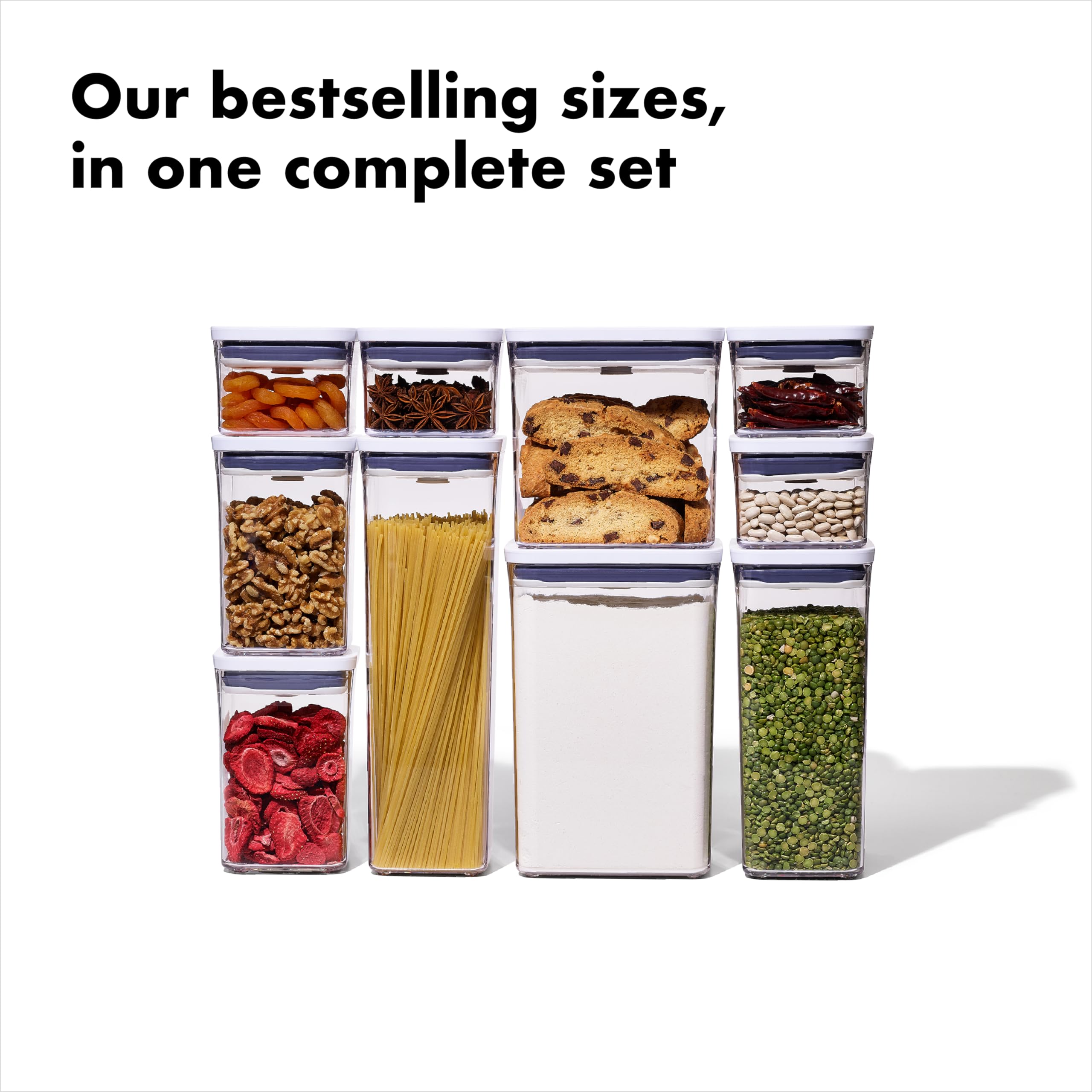 OXO Good Grips POP 2.7 Qt container offers stackable organization for pantry essentials.