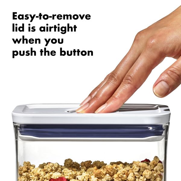 OXO POP container for cereal helps maintain crispness and easy access.