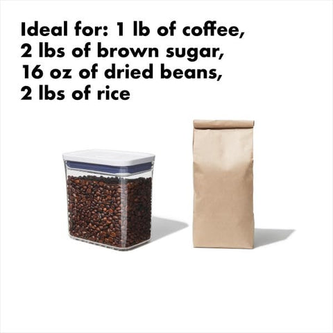 OXO POP rectangle container for flour with clear view and precise storage.