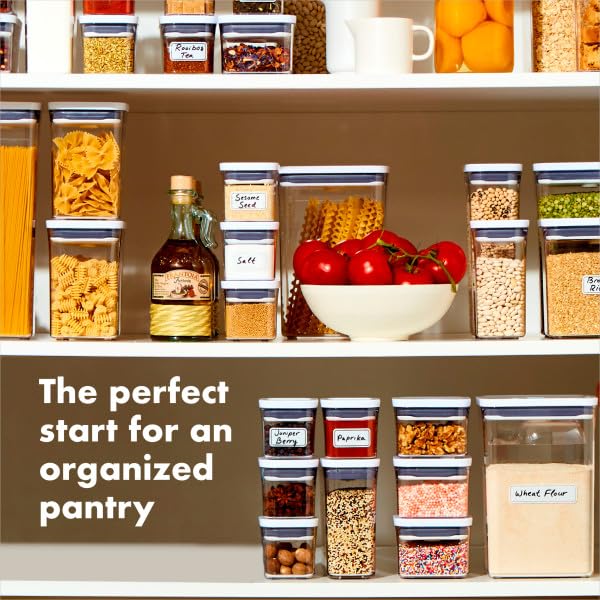 OXO Good Grips POP container with airtight-seal button shows secure storage.