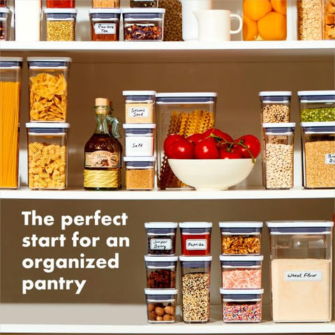 OXO Good Grips POP container with airtight-seal button shows secure storage.