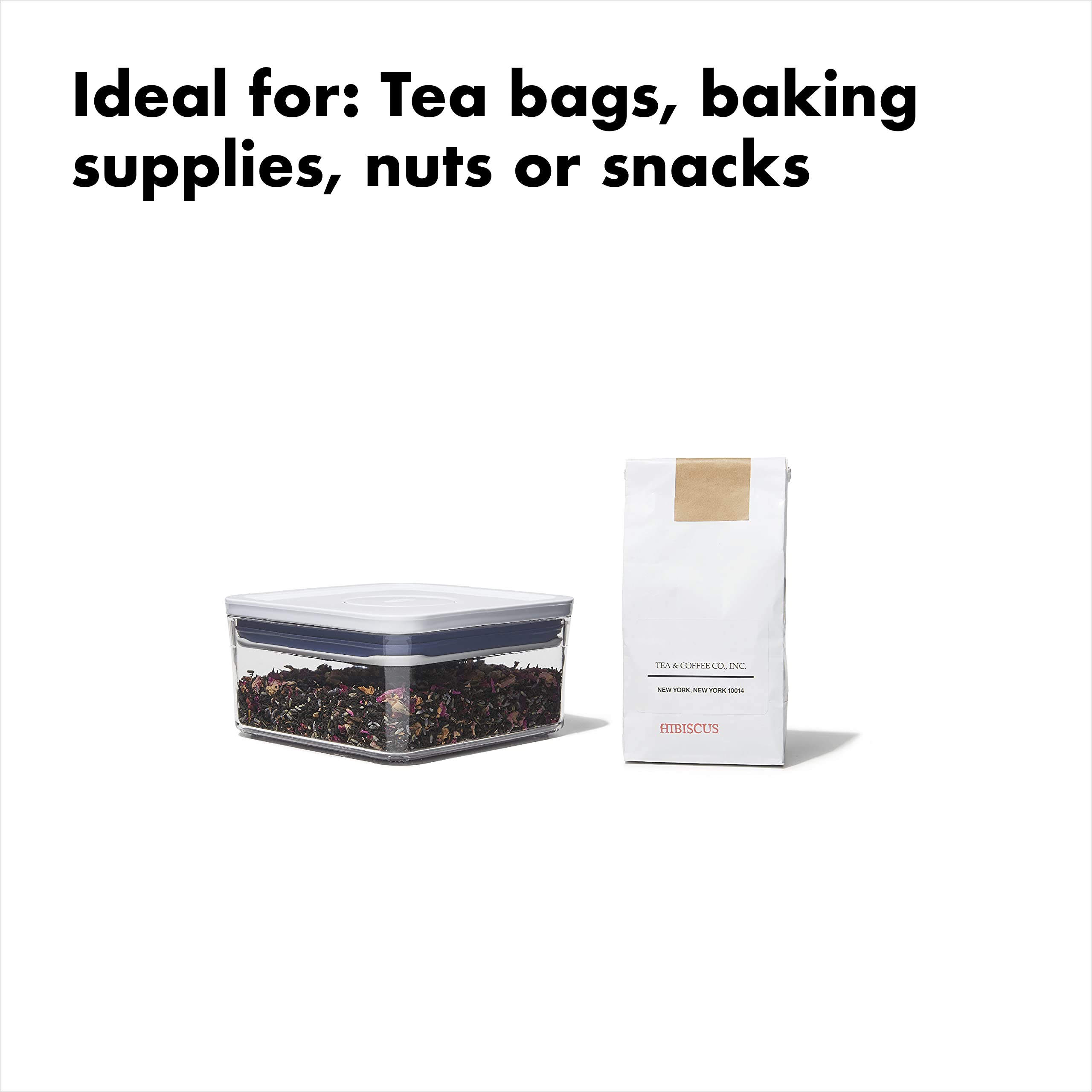 OXO POP container for flour and sugar with precise fill line.