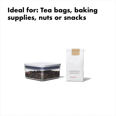 OXO POP container for flour and sugar with precise fill line.