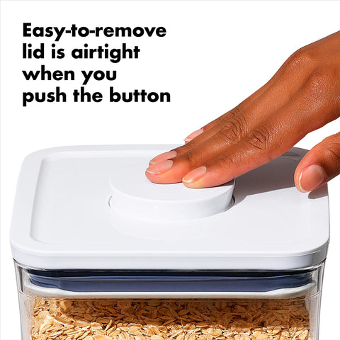 OXO POP curved corners provide smooth dispensing and reduce spills during use.