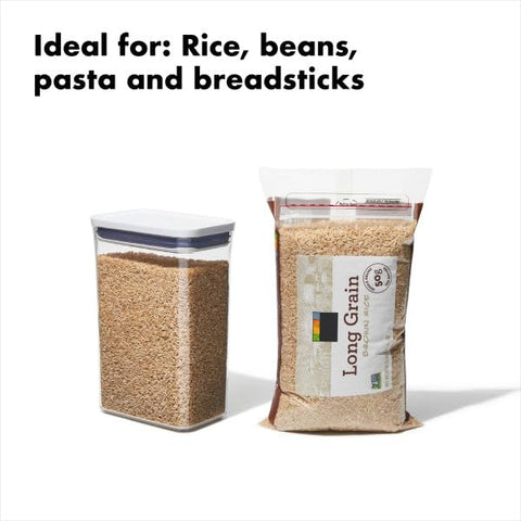 OXO POP lid button shown for airtight seal and easy access.