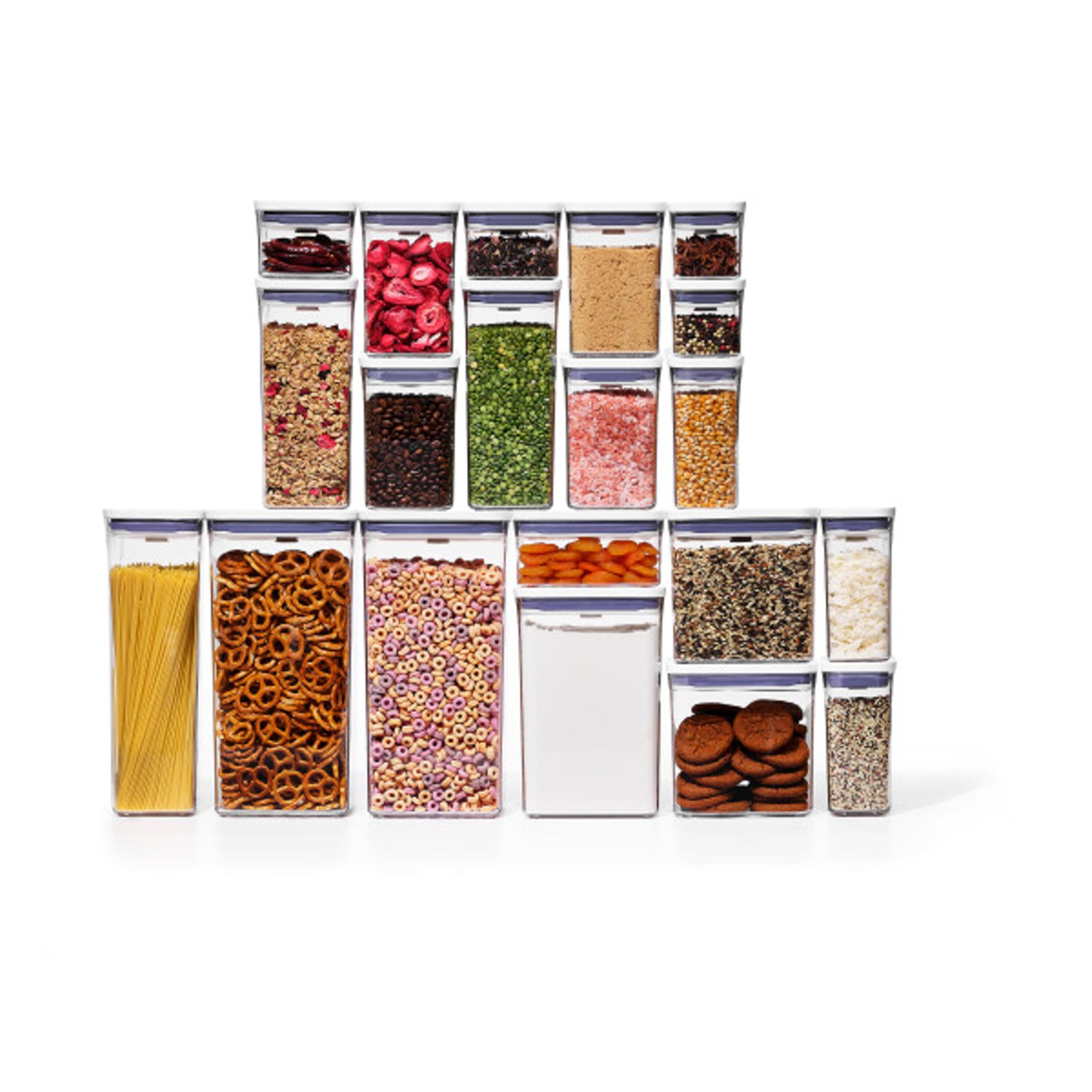 OXO Good Grips POP container set with airtight seal keeps pantry staples fresh and organized.