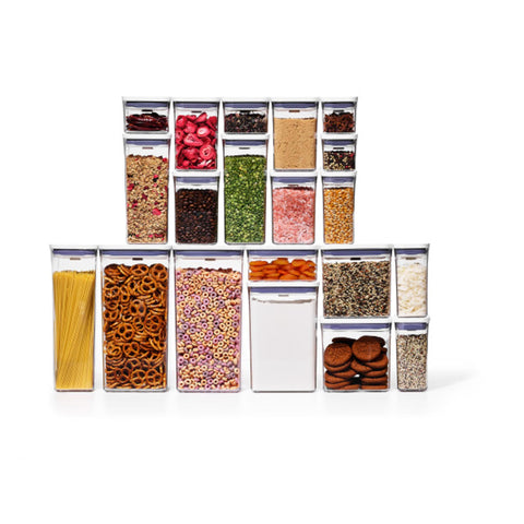 OXO Good Grips POP container set with airtight seal keeps pantry staples fresh and organized.