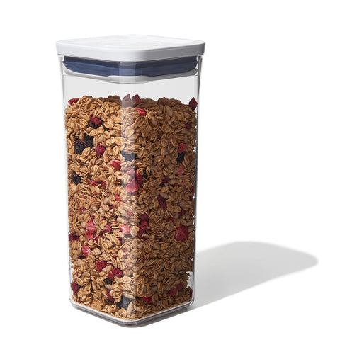OXO POP small square container with airtight seal for freshness.