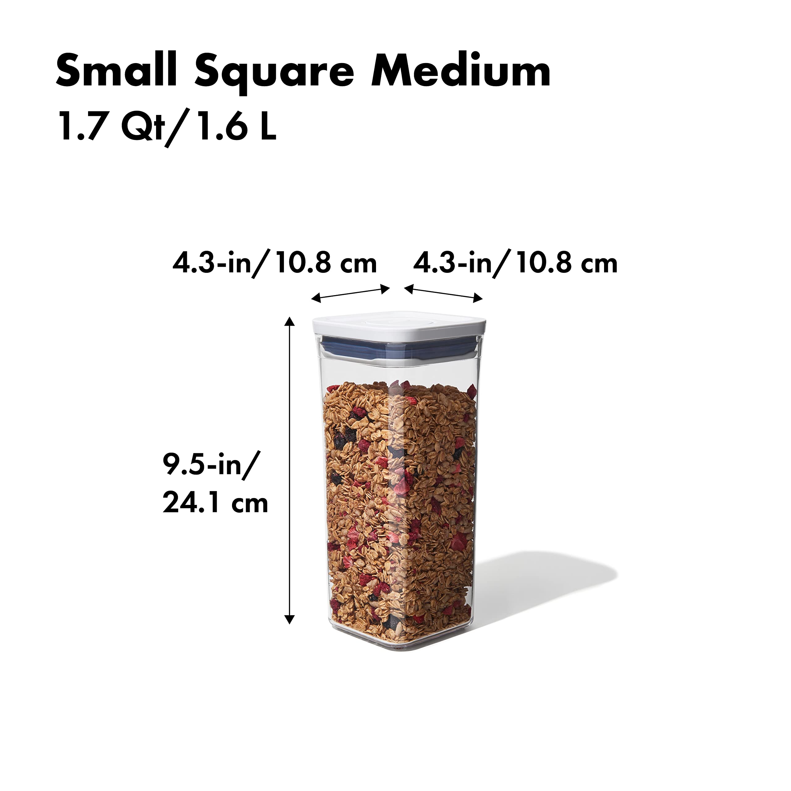 OXO POP stackable container saves cupboard space and organizes dry foods.