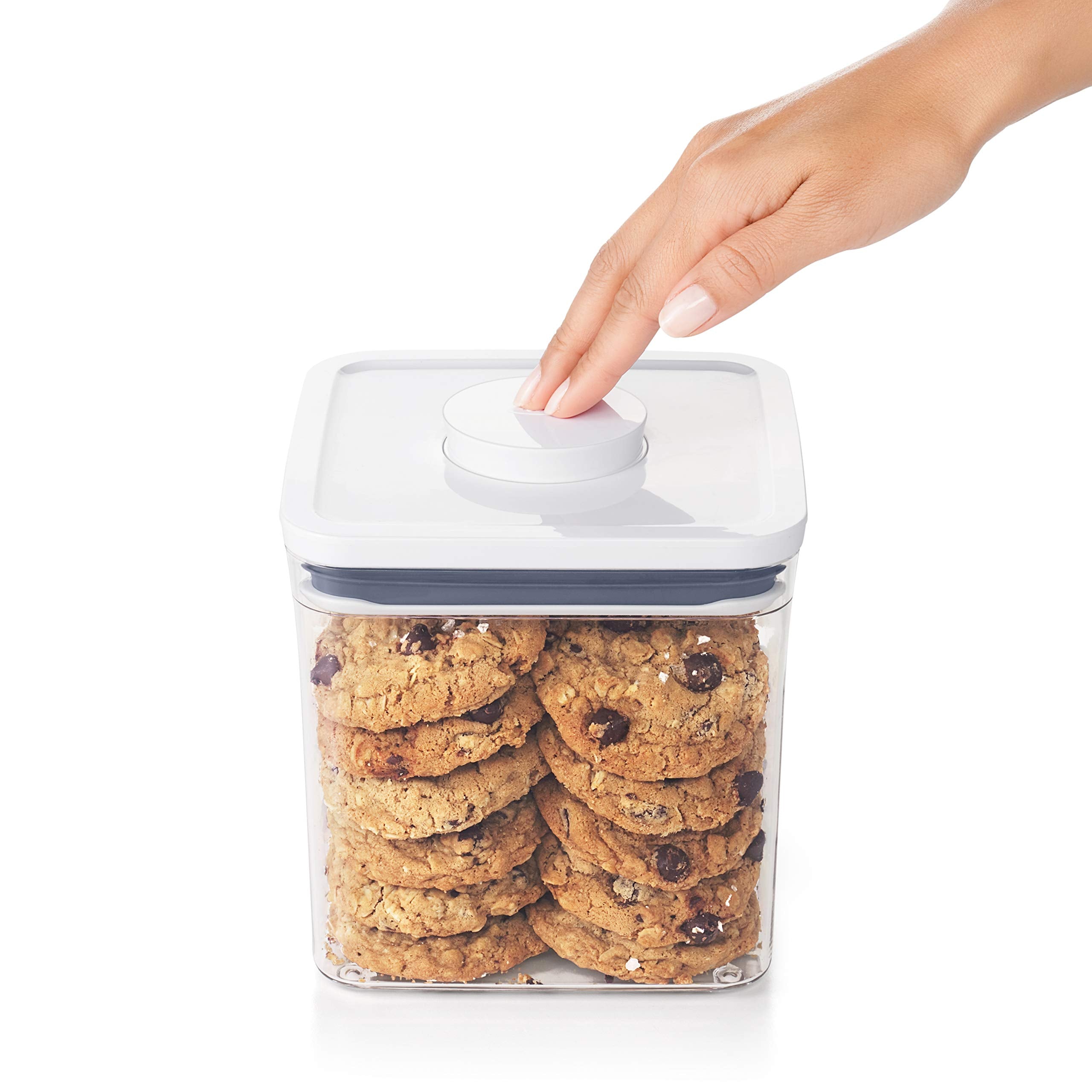 OXO Good Grips POP container stackable design saves space and streamlines pantry.