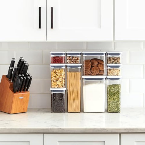 OXO Good Grips POP curved corners ease dispensing for spill-free daily use.