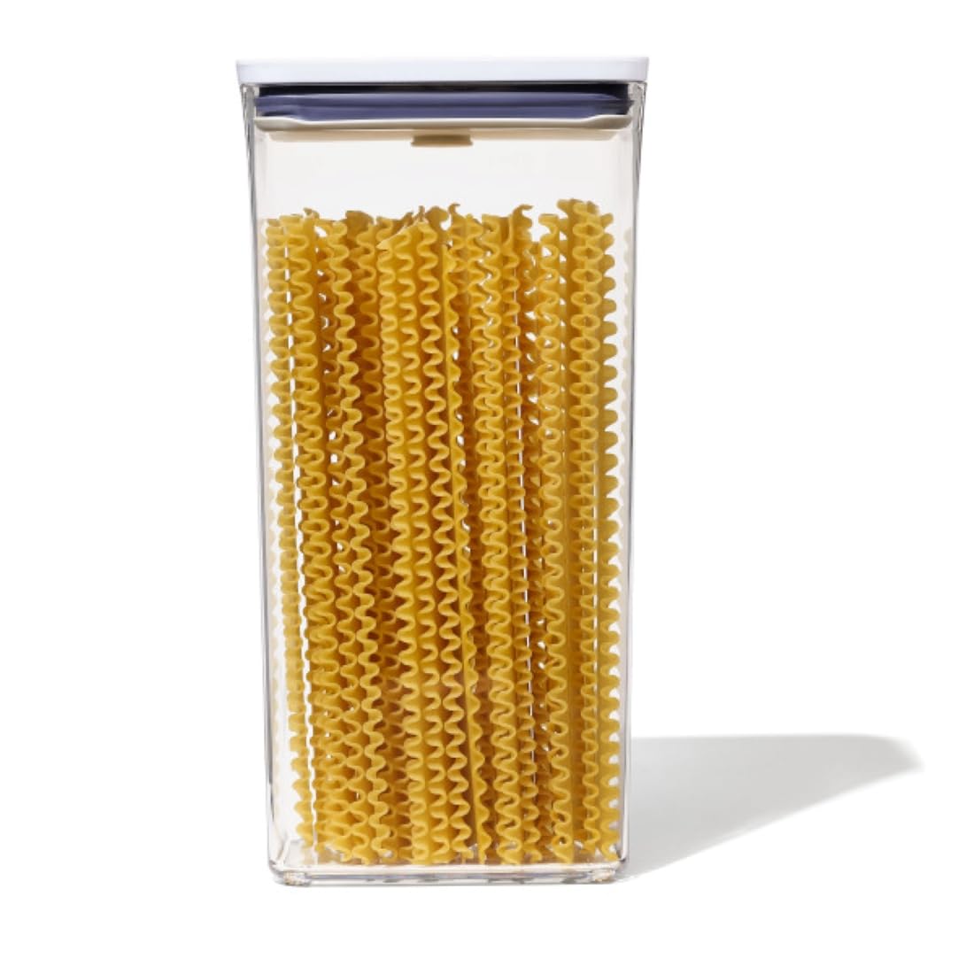 OXO Good Grips POP rectangle tall 3.7 qt container keeps pantry organized.
