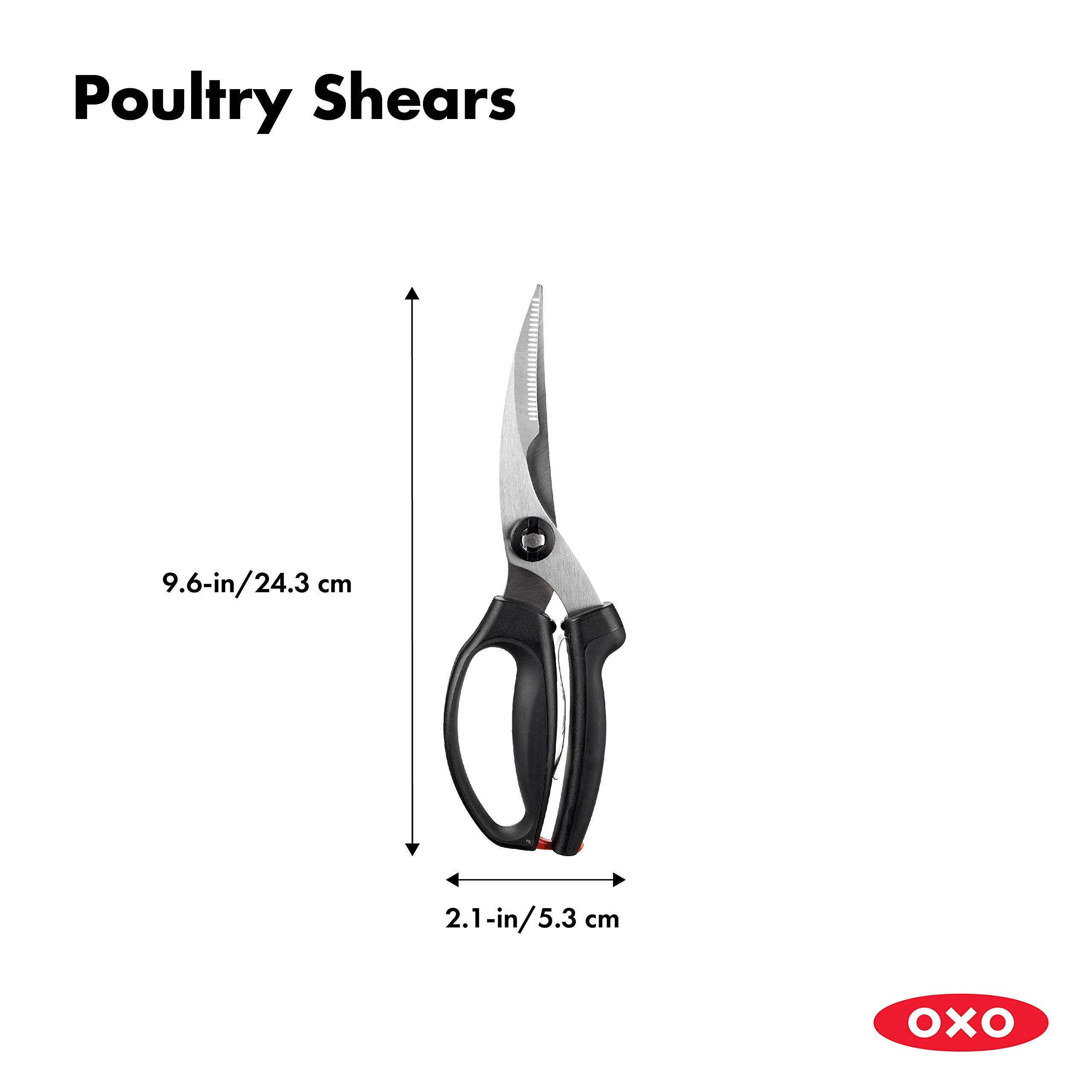 OXO Good Grips poultry shears curved blades for precise access to joints