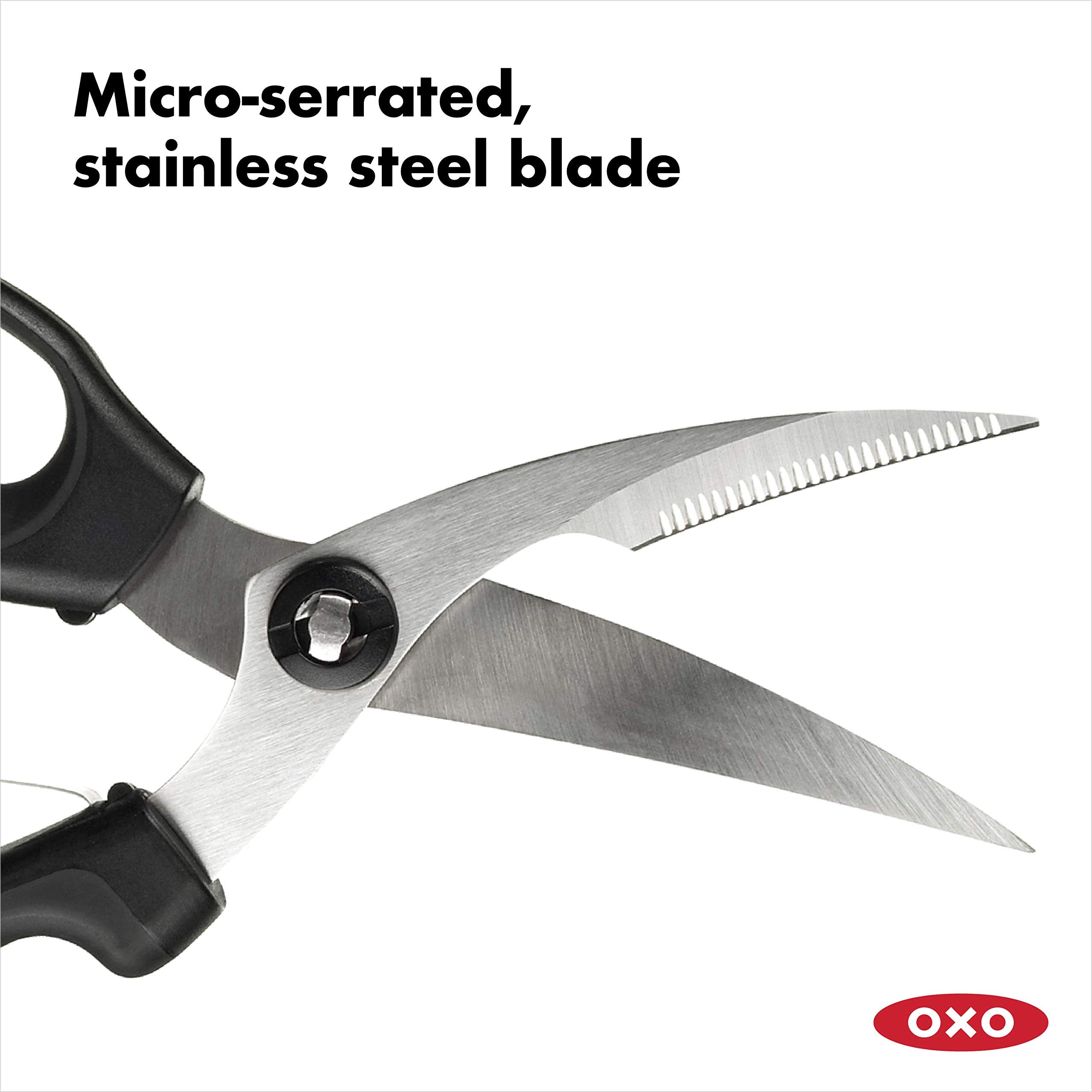 OXO Good Grips poultry shears handle loop preventing slipping during cutting