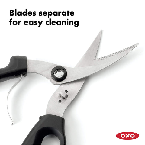OXO Good Grips poultry shears locking handle for safe storage
