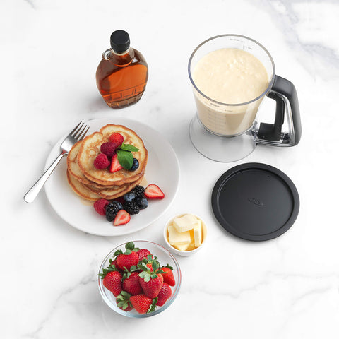 OXO Good Grips Precision Batter Dispenser, four-cup capacity for batch cooking.