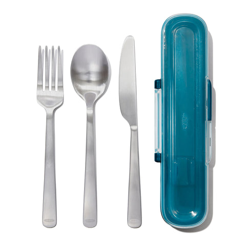OXO Good Grips Prep and Go case open, compact on-the-go meal kit.