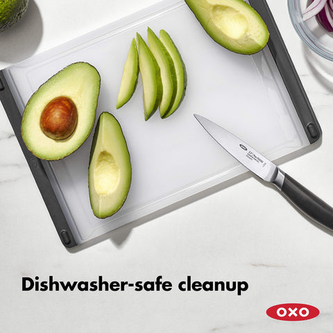 OXO Good Grips Prep Board knife-friendly surface remains gentle on blades.
