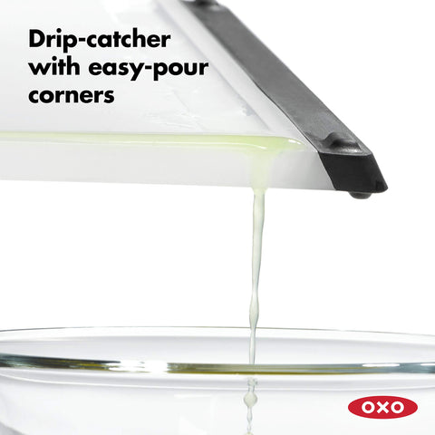 OXO Good Grips Prep Board close-up of soft edges for comfortable handling.