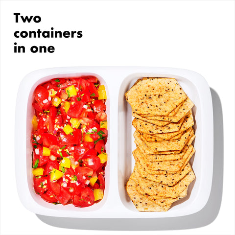 OXO Good Grips Prep & Go close-up of divided compartments for keeping foods separate